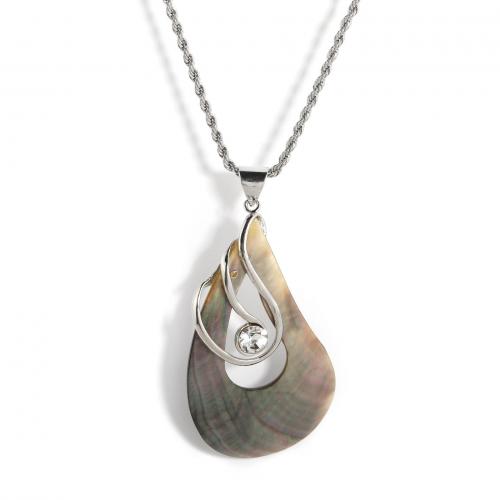 Shell Zinc Alloy Necklace, with Zinc Alloy, with 6cm extender chain, Teardrop, silver color plated, fashion jewelry & Unisex Approx 59 m 