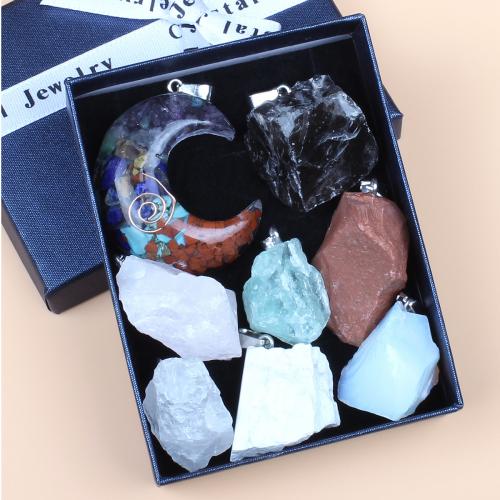 Joyas de piedras preciosas colgante, Bricolaje, color mixto, 73x93mm, Vendido por Caja