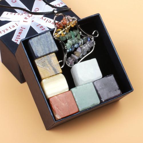Schmuck Geschenk Sets, Edelstein, Modeschmuck, gemischte Farben, 73x45mm, verkauft von Box