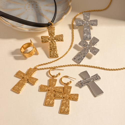 Fashion Stainless Steel Jewelry Sets, 304 Stainless Steel, Cross, plated, fashion jewelry gold 