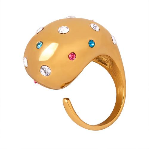 Титан Сталь палец кольцо, титан, Другое покрытие, ювелирные изделия моды & Женский & со стразами, Много цветов для выбора, продается PC