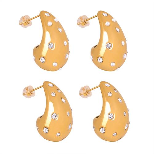Titan Stahl Ohrringe, Titanstahl, Tropfen, plattiert, Modeschmuck & verschiedenen Materialien für die Wahl & für Frau, keine, 26x16mm, verkauft von Paar