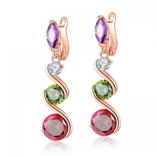 Boucles d'oreilles en laiton zircon cubique, bijoux de mode & pavé de micro zircon & pour femme, plus de couleurs à choisir Vendu par paire