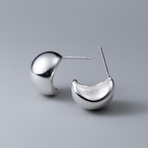 Sterling Silver Stud Earring, argent sterling 925, Placage, pour femme, argent, 14mm, Vendu par paire