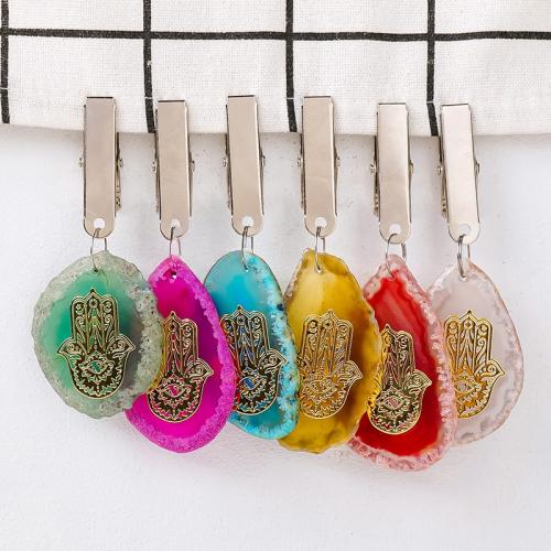 Agate Clip, with 201 Stainless Steel Random Color, clip length 90-100mm 