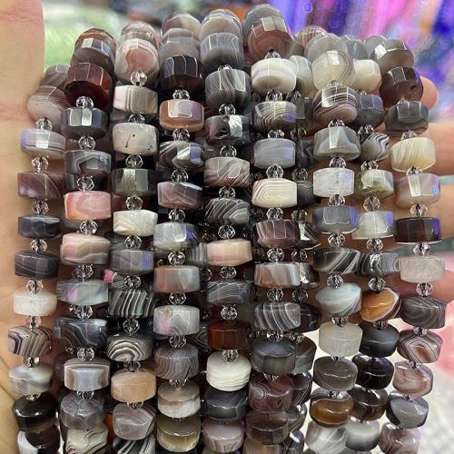 Natürliche Botswana Achat Perlen, flache Runde, DIY & facettierte, gemischte Farben, 7x12mm, Länge:ca. 38 cm, verkauft von Strang