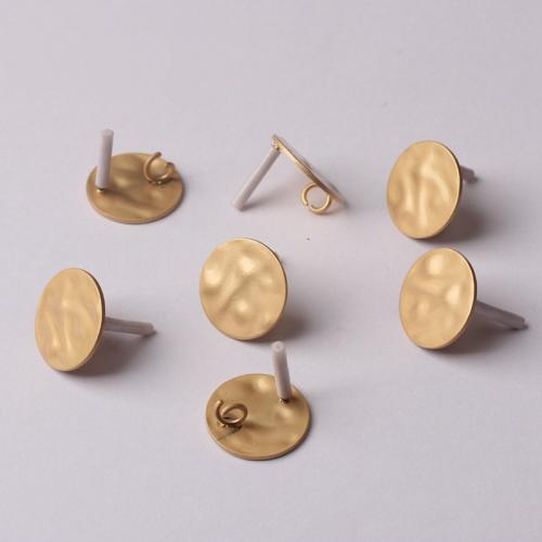 Zinc Alloy Ear Stud Component, Flat Round, gold color plated, DIY, 16mm 