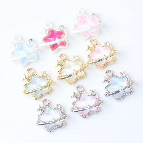 Resin Zinc Alloy Pendants, with Resin, Star, plated, DIY & with rhinestone 