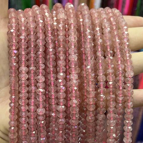 Gemischte Farbe Quarz Perlen, Strawberry Quartz, Abakus,Rechenbrett, DIY & facettierte, Rosa, 4x6mm, Länge:ca. 38 cm, verkauft von Strang