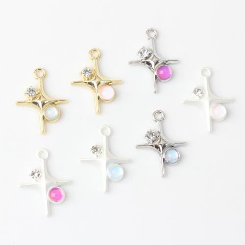 Resin Zinc Alloy Pendants, with Resin, Cross, plated, DIY & with rhinestone 