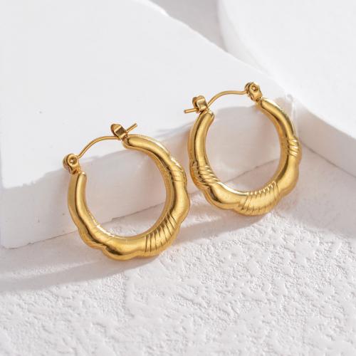Titanium Steel Earrings, 18K gold plated, fashion jewelry & for woman 