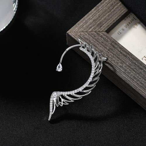 manchette de boucle d'oreille, laiton, forme d'aile, bijoux de mode & pavé de micro zircon & pour femme Vendu par PC