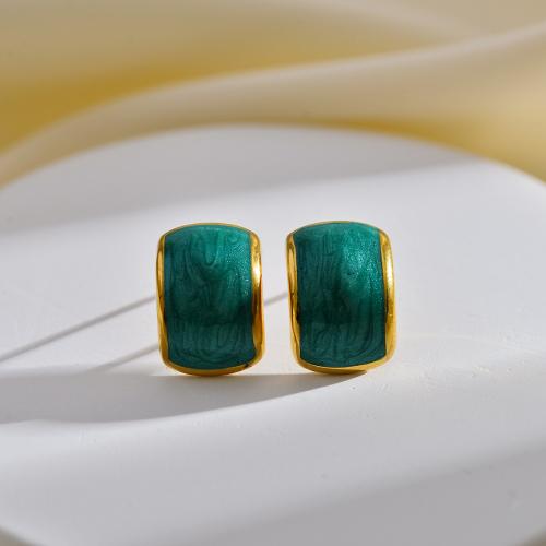 Stainless Steel Stud Earring, 304 Stainless Steel, 18K gold plated, fashion jewelry & for woman & enamel 