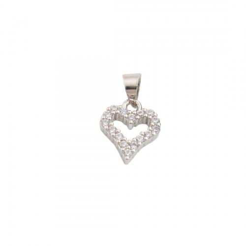 Cubic Zirconia Micro Pave Brass Pendant, Heart, high quality plated, DIY & micro pave cubic zirconia Approx 4mm 