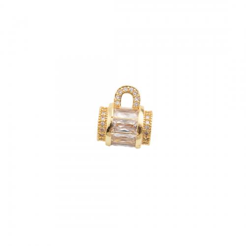 Cubic Zirconia Micro Pave Brass Pendant, Lock, high quality plated, DIY & micro pave cubic zirconia Approx 2.5mm 