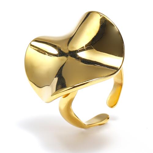 Anillo de dedo de acero Titanium de, Partículas de acero, 18K chapado en oro, Joyería & para mujer, dorado, Vendido por UD