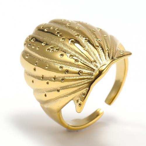 Titanium Steel Finger Ring, gold color plated, fashion jewelry & for woman, golden 