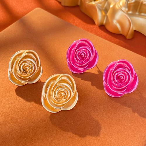 Zinc Alloy Stud Earring, Rose, fashion jewelry & for woman 