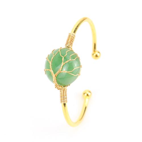 Gemstone Bangle, Brass, with Natural Stone & Zinc Alloy, KC gold color plated, Adjustable & fashion jewelry & for woman 20mm Approx 16 cm 