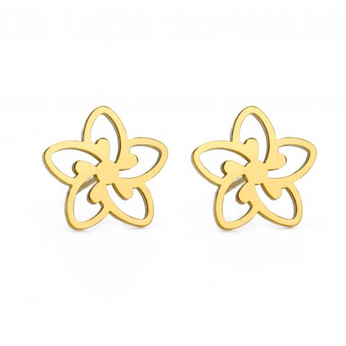 Stainless Steel Stud Earring, 304 Stainless Steel, Flower, Vacuum Ion Plating, fashion jewelry & for woman 