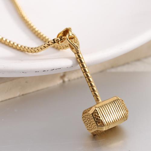 Titanium Steel Jewelry Necklace, hammer, gold color plated, fashion jewelry & for woman cm 