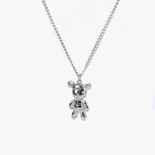 Stainless Steel Sweater Chain Necklace, 304 Stainless Steel, with 5cm extender chain, Bear, plated, fashion jewelry & Unisex, original color Approx 50 cm 
