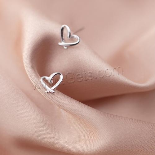 Sterling Silver Stud Earring, 925 Sterling Silver, Heart, plated, for woman 
