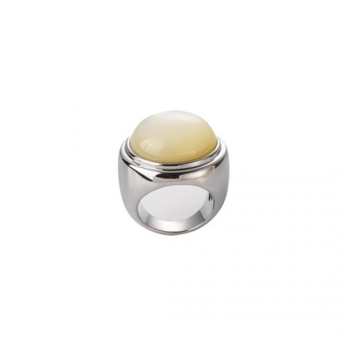 Латунный перстень драгоценных камней , Латунь, с Полудрагоценный камень, Другое покрытие, Женский, серебряный, размер:7, продается PC