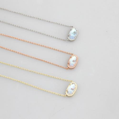 Verre collier de perles en émail, laiton, avec verre, avec 7CM chaînes de rallonge, Placage, pour femme, plus de couleurs à choisir Environ 38 cm, Vendu par PC