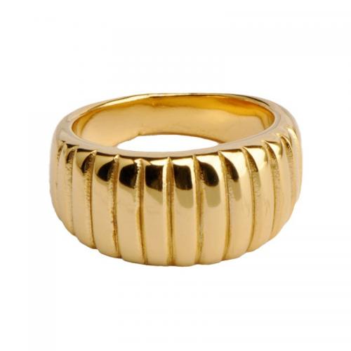 Anillo de dedo de acero Titanium de, Partículas de acero, chapado, diverso tamaño para la opción & para mujer, dorado, Vendido por UD