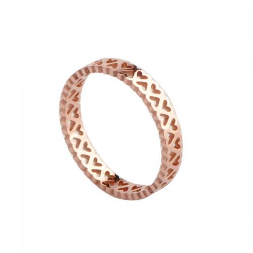 Titanium Steel Finger Ring, plated & for woman, rose gold color 