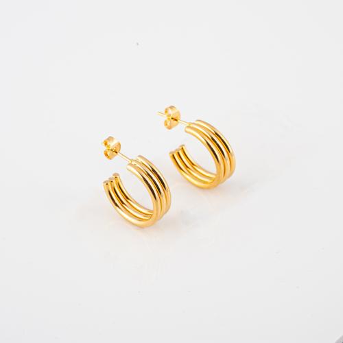 Stainless Steel Stud Earring, 304 Stainless Steel, polished, fashion jewelry & for woman, golden [