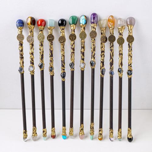 Gemstone Magic Wand Props, with Zinc Alloy, 12 Signs of the Zodiac, 12 pieces & mixed pattern, 300mm 