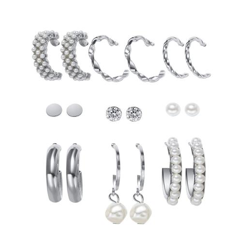Zinc Alloy Earring Set, with Plastic Pearl & Acrylic, platinum color plated & for woman, earring length 5-50mm 