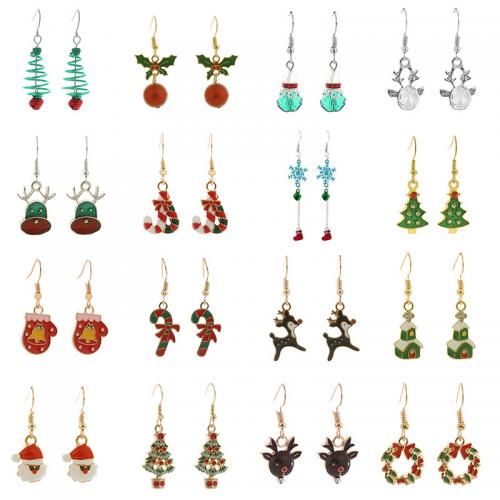 Weihnachten Ohrringe, Zinklegierung, plattiert, Weihnachtsschmuck & verschiedene Stile für Wahl & für Frau & Emaille, earring length 10-40mm, verkauft von Paar