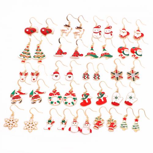 Zinklegierung Tropfen Ohrring, mit Kunststoff Perlen, plattiert, Weihnachtsschmuck & verschiedene Stile für Wahl & für Frau & Emaille, earring length 10-40mm, verkauft von Paar