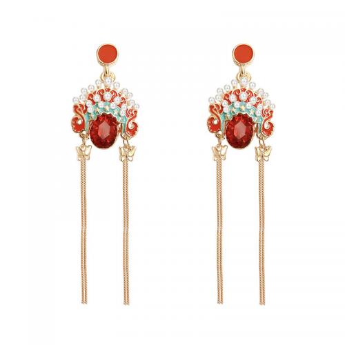 Zinc Alloy Drop Earring, plated & for woman & with rhinestone, earring length 10-80mm 