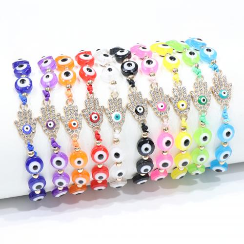 Zinc Alloy Bracelet Set, with Polyester Cord & Crystal & Lampwork & Resin & Acrylic, plated, Unisex & enamel & with rhinestone Approx 7.9 Inch 