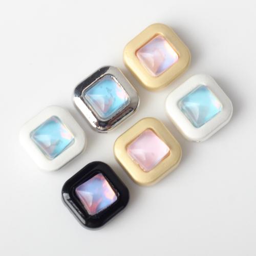 Fashion Crystal Beads, Zinc Alloy, with Crystal,  Square, plated, DIY nickel, lead & cadmium free, 9mm 