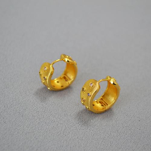 Cubic Zirconia Micro Pave Brass Earring, Baroque, 18K gold plated, fashion jewelry & brushed & micro pave cubic zirconia & for woman 