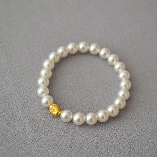 Plastic Pearl Bracelets, with Brass, Baroque, handmade, fashion jewelry & for woman Approx 14.5-16 cm 
