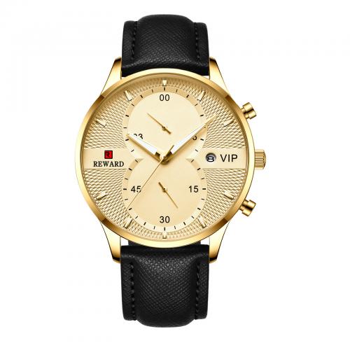 Men Wrist Watch, Glass, with PU Leather, Japanese movement, Life water resistant & fashion jewelry & for man Approx 22 cm 