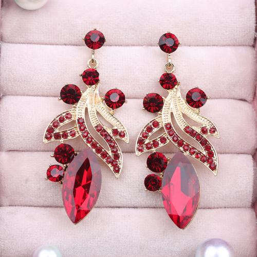 Zinc Alloy Rhinestone Drop Earring, plated, for bridal & for woman & with rhinestone 