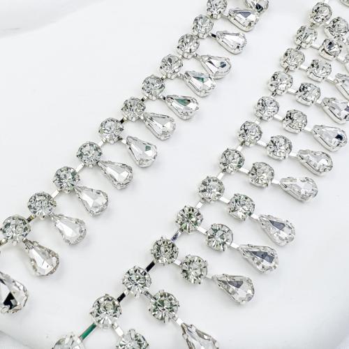 Zinc Alloy Handmade Chain, silver color plated, DIY & with rhinestone 