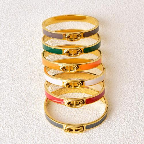 Titan Edelstahl Armband / Armreif, Titanstahl, goldfarben plattiert, Modeschmuck & für Frau & Emaille, keine, Inner diameter:60mm, verkauft von PC