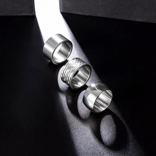 Stainless Steel Finger Ring, 304 Stainless Steel, three pieces & fashion jewelry & Unisex Width 12mm,Thickness 2mm 