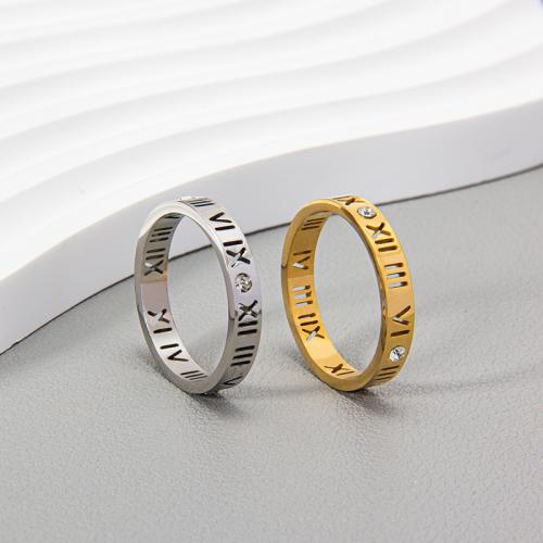 Нержавеющая сталь Rhinestone палец кольцо, Нержавеющая сталь 304, ювелирные изделия моды & разный размер для выбора & Женский & со стразами, Много цветов для выбора, Width 3.8mm,Thickness 2mm, продается PC