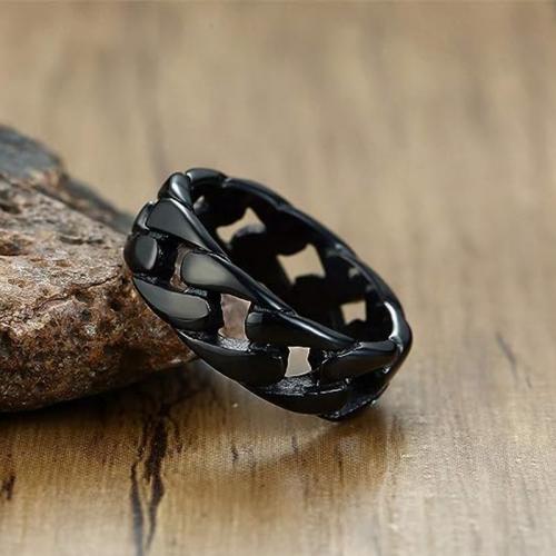 Stainless Steel Finger Ring, 304 Stainless Steel, three pieces & fashion jewelry & for man, black, Width 8mm,Thickness 2mm 