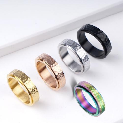 Stainless Steel Finger Ring, 304 Stainless Steel, Vacuum Ion Plating, fashion jewelry & rotatable & Unisex Width 6mm,Thickness 2mm 
