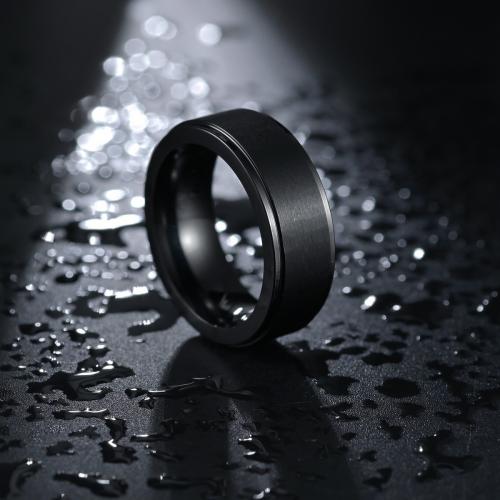 Stainless Steel Finger Ring, Tungsten Steel, fashion jewelry & for man, black, Width 8mm,Thickness 3.3mm 